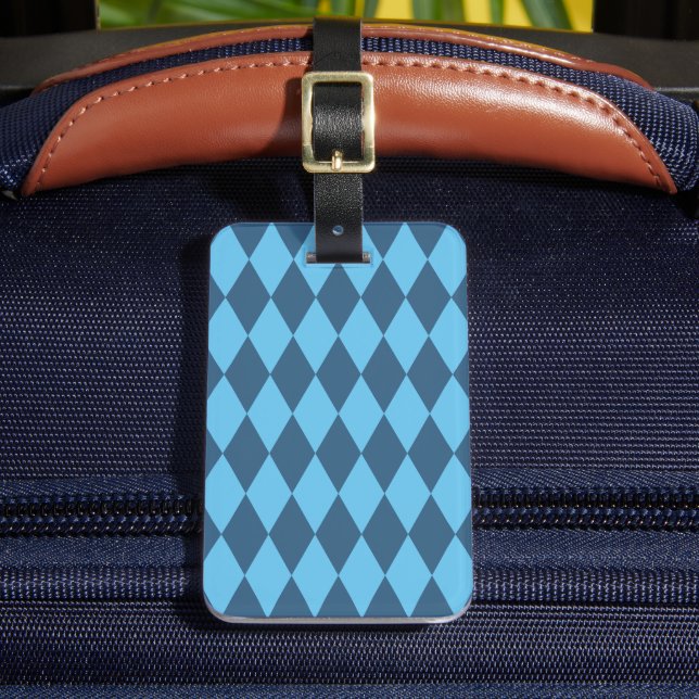 Blue Bavaria Rhombus Flag Pattern Luggage Tag (Front Insitu 2)