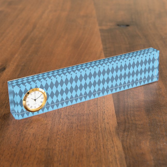Blue Bavaria Rhombus Flag Pattern Nameplate (Side)