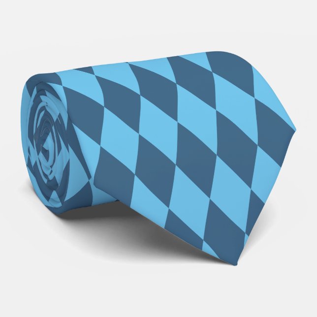 Blue Bavaria Rhombus Flag Pattern Tie (Rolled)