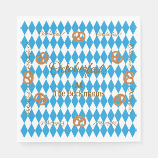 Blue Bavarian Octoberfest Pretzels Napkin