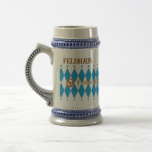 Blue Bavarian Octoberfest Pretzels PERSONALIZE Beer Stein