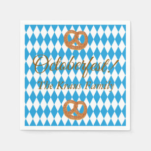 Blue Bavarian Octoberfest Pretzels Personalize Napkin