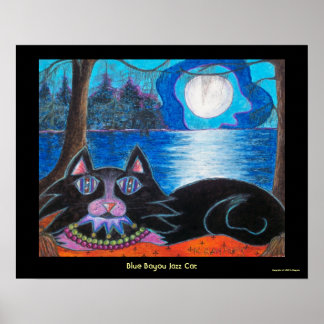 Blue Bayou Jazz Cat Poster