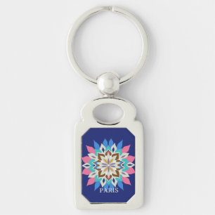 Blue Bayou Rectangle Button Keychain