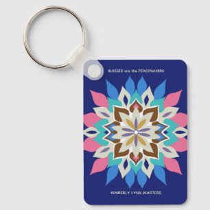Blue Bayou Rectangle Button Keychain