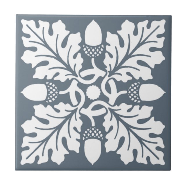 Blue Bayoux Acorn and Leaf Tile Design (Front)