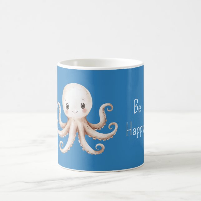 Blue Be Happy Octopus Coffee Mug (Center)