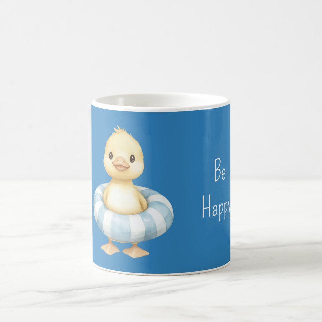 Blue Be Happy Yellow Duck Coffee Mug (Center)