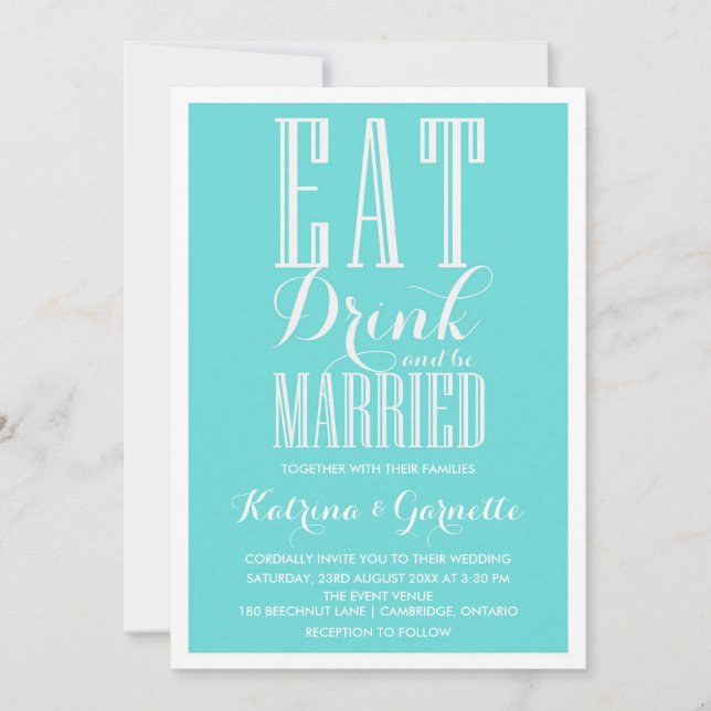 Blue Be Married Wedding Invitation (Front)