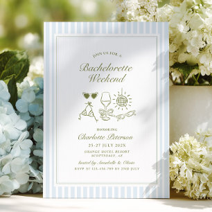 Blue Beach Bachelorette Weekend Itinerary Invitation