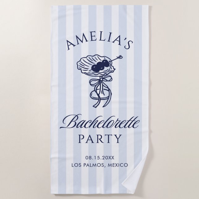 Blue Beach Cocktail Bachelorette Weekend Towel (Front)