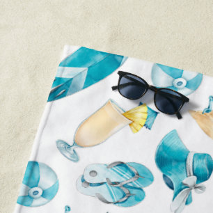 Blue Beach Cocktails Summer Fun Personalized Towel