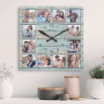 Blue Beach Driftwood Planks Rustic Nautical Square Wall Clock<br><div class="desc">Easily create your own personalized blue rustic driftwood planks lake house style wall clock with your custom photos. The template uses a photo filter to create a more coordinated look. For best results,  crop the images to square - with the focus point in the centre - before uploading.</div>