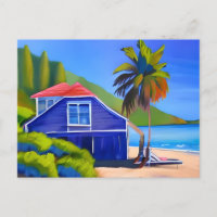 Blue Beach House and Palm Tree | Keeping in Touch