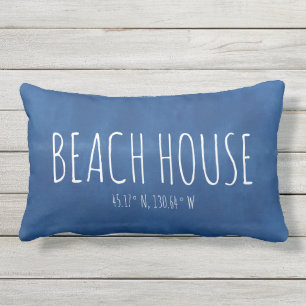 Blue Beach House Custom Coordinates Outdoor Lumbar Pillow