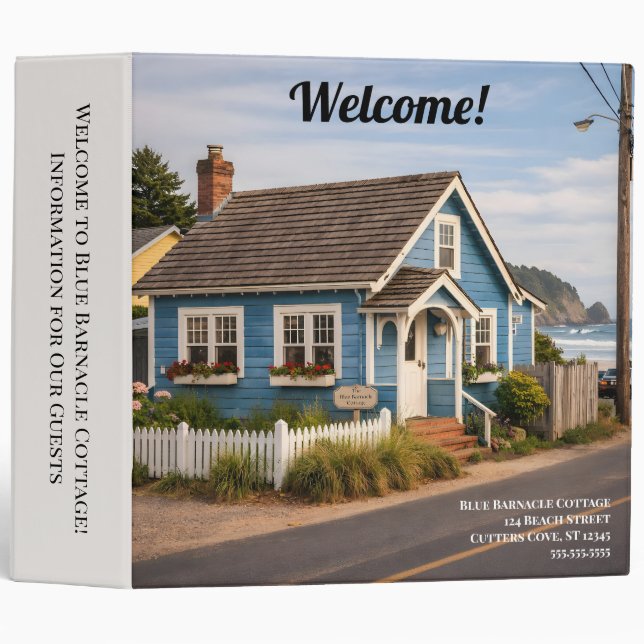 Blue Beach House Vacation Rental Binder (Front/Spine)
