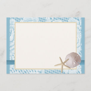 Blue Beach Lace Sand Dollar Thank You Card