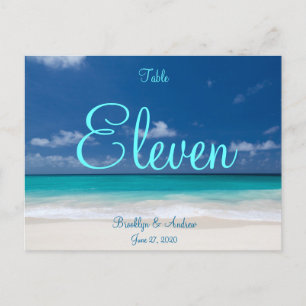 Blue Beach Noces Numéros de table Carte postale