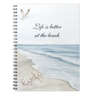 Blue Beach Ocean Starfish Sea Birds Notebook