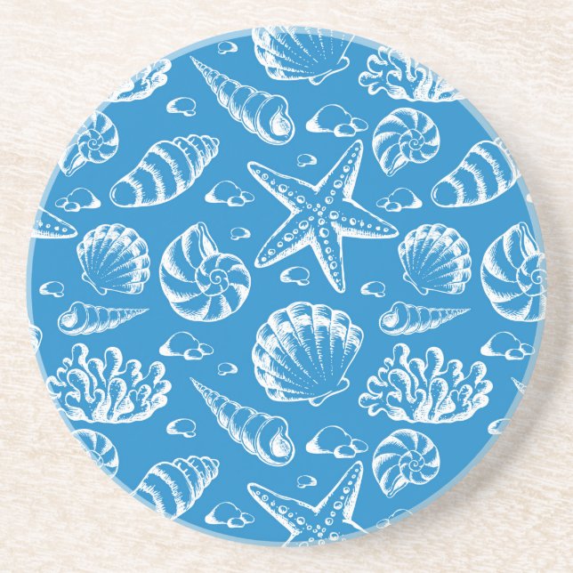 Blue Beach Pattern Coaster (Front)