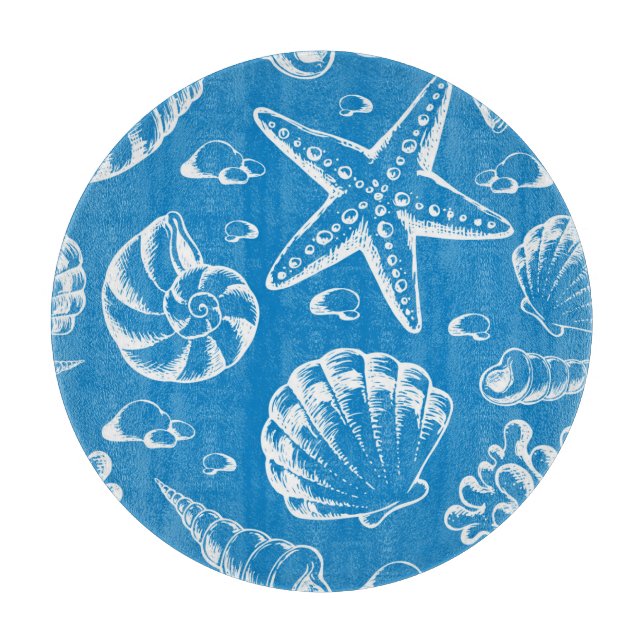 Blue Beach Pattern Cutting Board (Front)