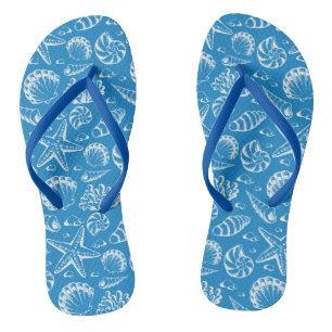 Blue Beach Pattern Flip Flops