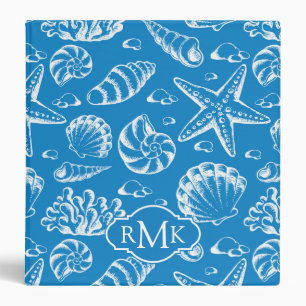 Blue Beach Pattern   Monogram Binder
