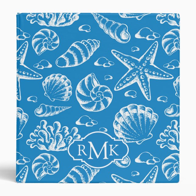 Blue Beach Pattern | Monogram Binder (Front)