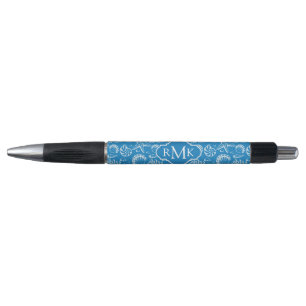 Blue Beach Pattern   Monogram Pen