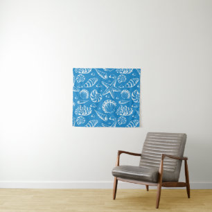 Blue Beach Pattern Tapestry