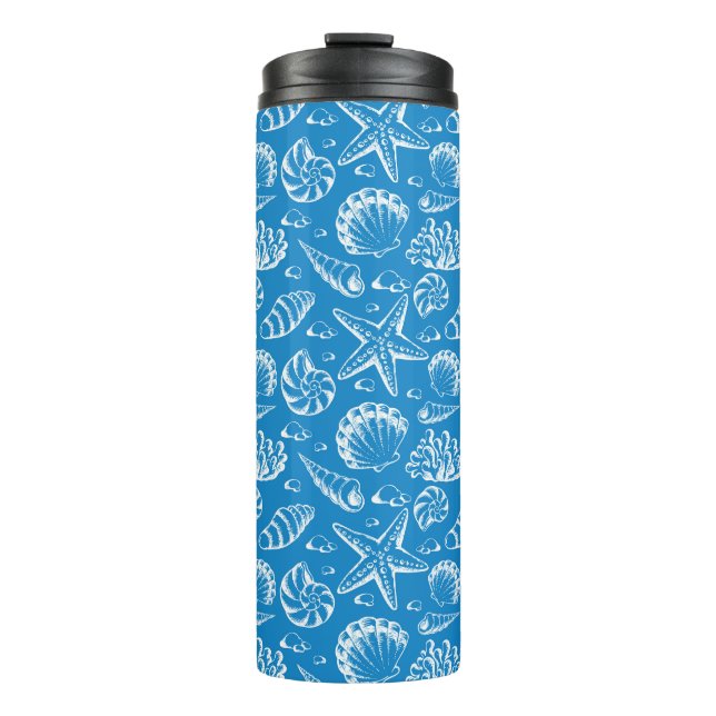 Blue Beach Pattern Thermal Tumbler (Front)