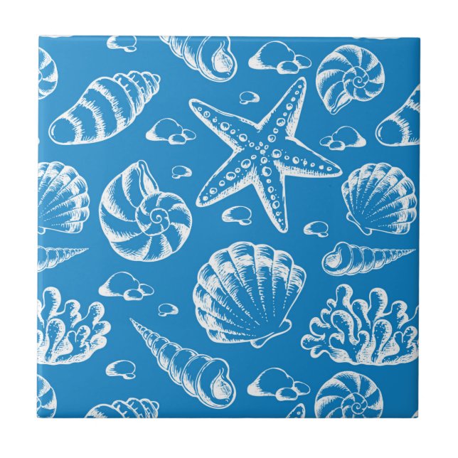 Blue Beach Pattern Tile (Front)