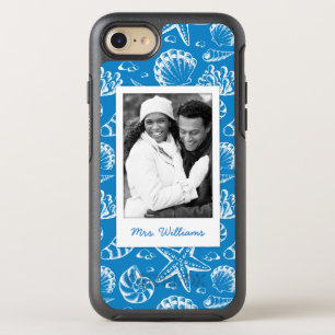 Blue Beach Pattern   Your Photo & Name OtterBox Symmetry iPhone 8/7 Case