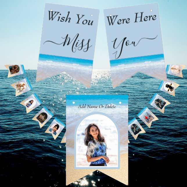 Blue  Beach photo template  "wish you were here" Bunting Flags (Creator Uploaded)