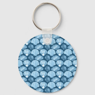 Blue Beach Seashell Pattern Keychain