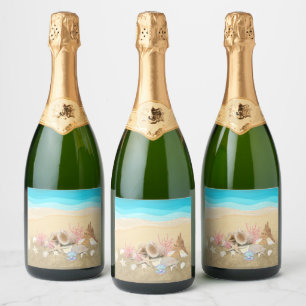 Blue Beach Shell Shells Sparkling Wine Label