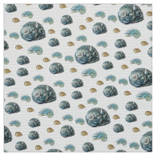 Blue Beach Shells Fabric