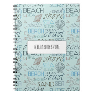 Blue Beach Shells Ocean Coast Notebook