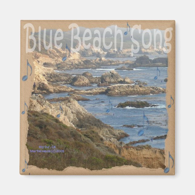Blue Beach Song™ - Square Magnet (Front)