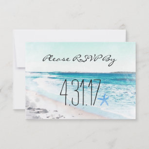 Blue Beach & Starfish RSVP Card
