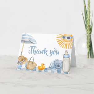 Blue Beach Summer Baby Shower Thank You Card