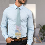 Blue Beach Tie<br><div class="desc">Transport yourself to the serene coastal bliss of a summer's day with this art print neck tie, capturing the essence of a tranquil beach scene. The soft pastel hues of blue, pink, purple, tan and creams, evoke the calming aura of a coastal sunset or sunrise, where the ocean's gentle surf...</div>