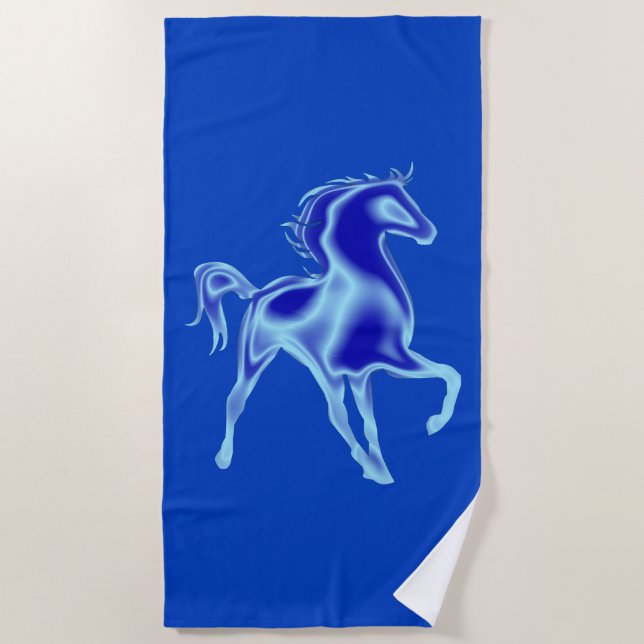 Blue Beach Towel with Horse - Your Colours (Front)