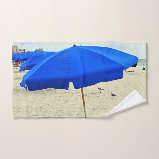 Blue Beach Umbrellas Hand Towel (Hand Towel)