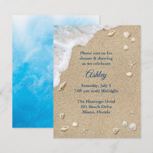 Blue Beach Waves Bat Mitzvah Reception Invitation