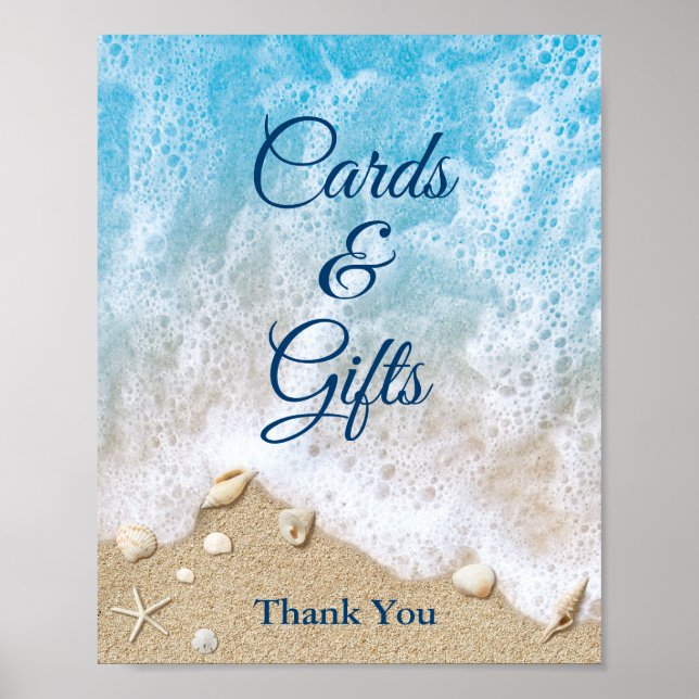 Blue Beach Waves Cards & Gifts Poster (Front)