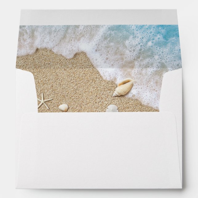 Blue Beach Waves Enveloppe Invitation (Dos (Bas))