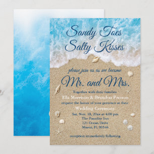 Blue Beach Waves Faire-part de mariage