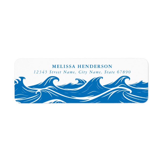 Blue Beach Waves Return Address Labels (Front)