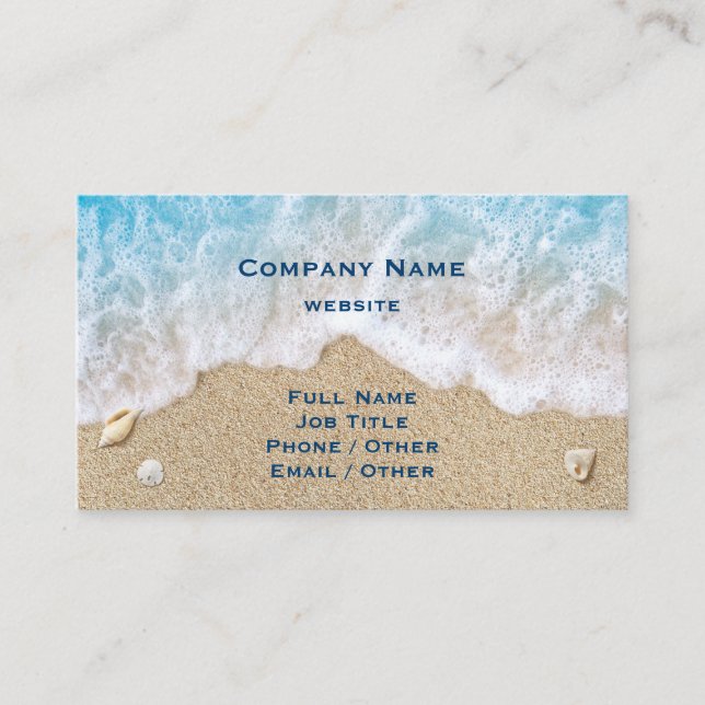 Blue Beach Waves & Sand Carte de visite (Devant)